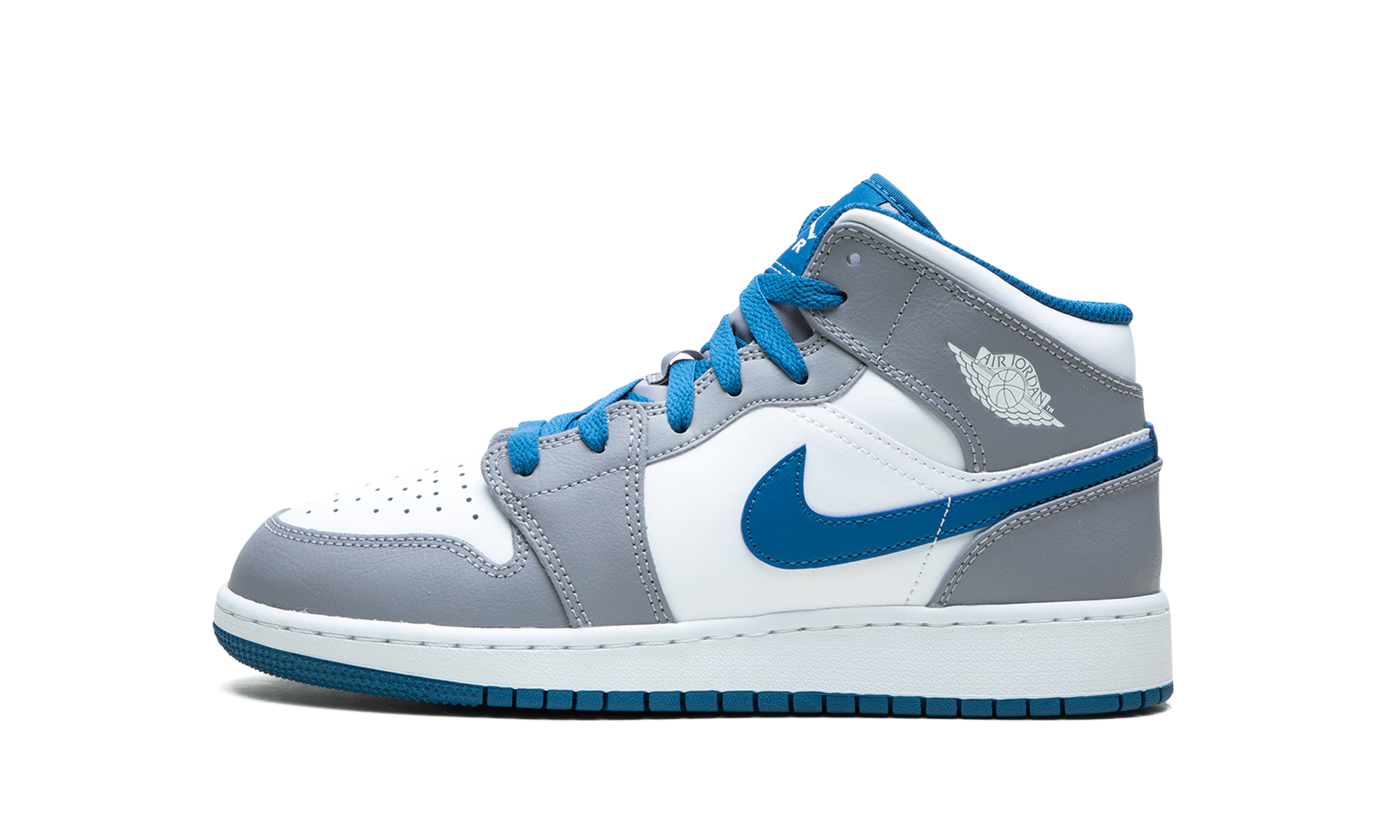 Air Jordan 1 Mid GS "Cement / True Blue" DQ8423 014